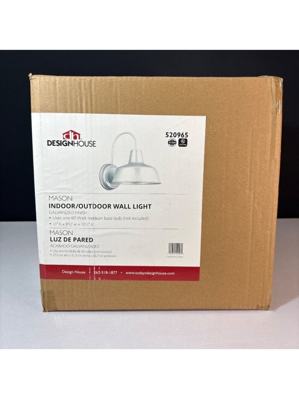 Design House 520965 Mason Indoor/Outdoor Wall Light Galvanized Farmhouse Barn